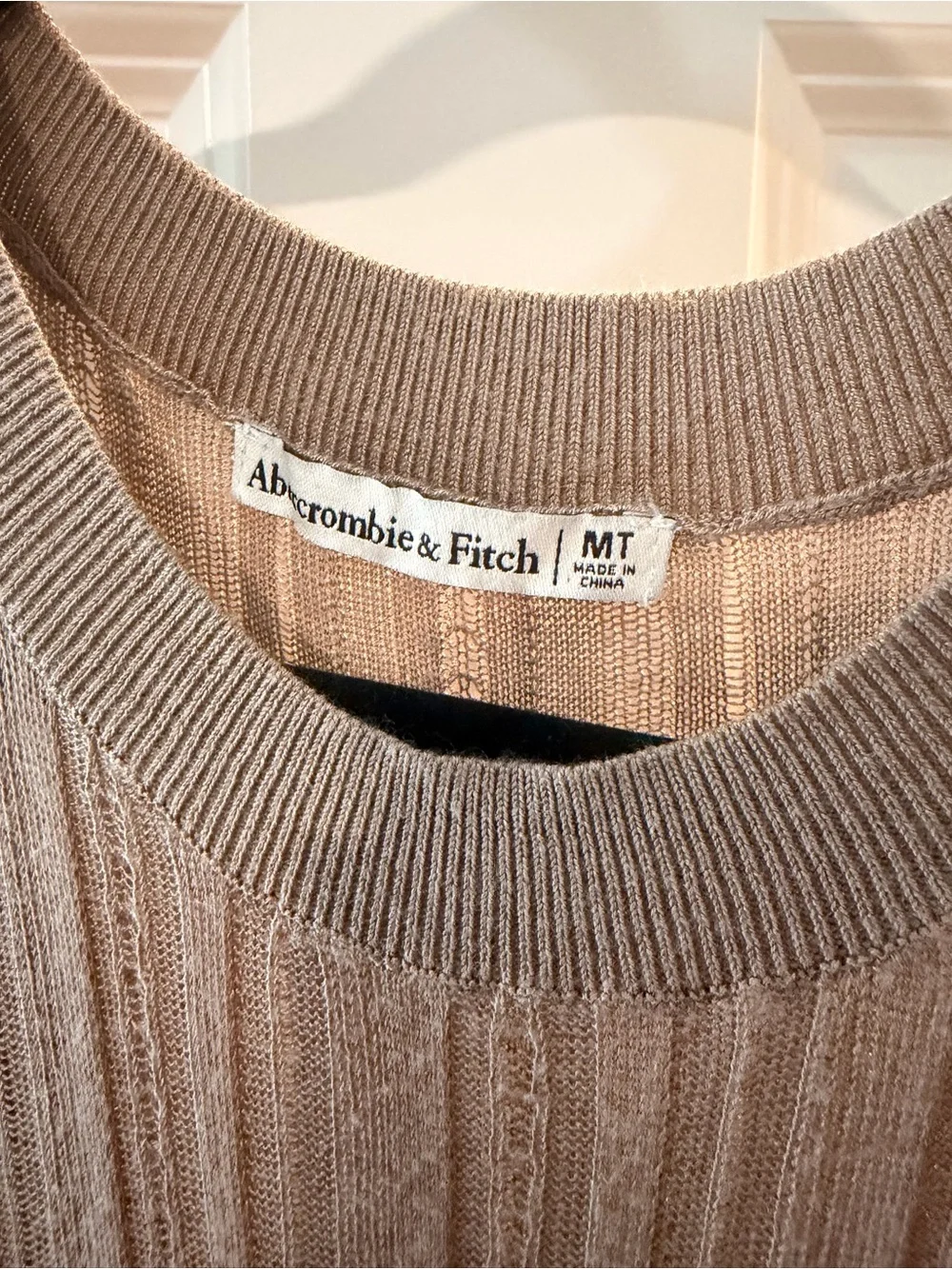 Abercrombie & Fitch Ribbed Taupe Maxi Sweater Dress